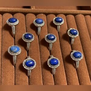 The Lapis Lazuli adjustable ring, is recommended size 6-8.